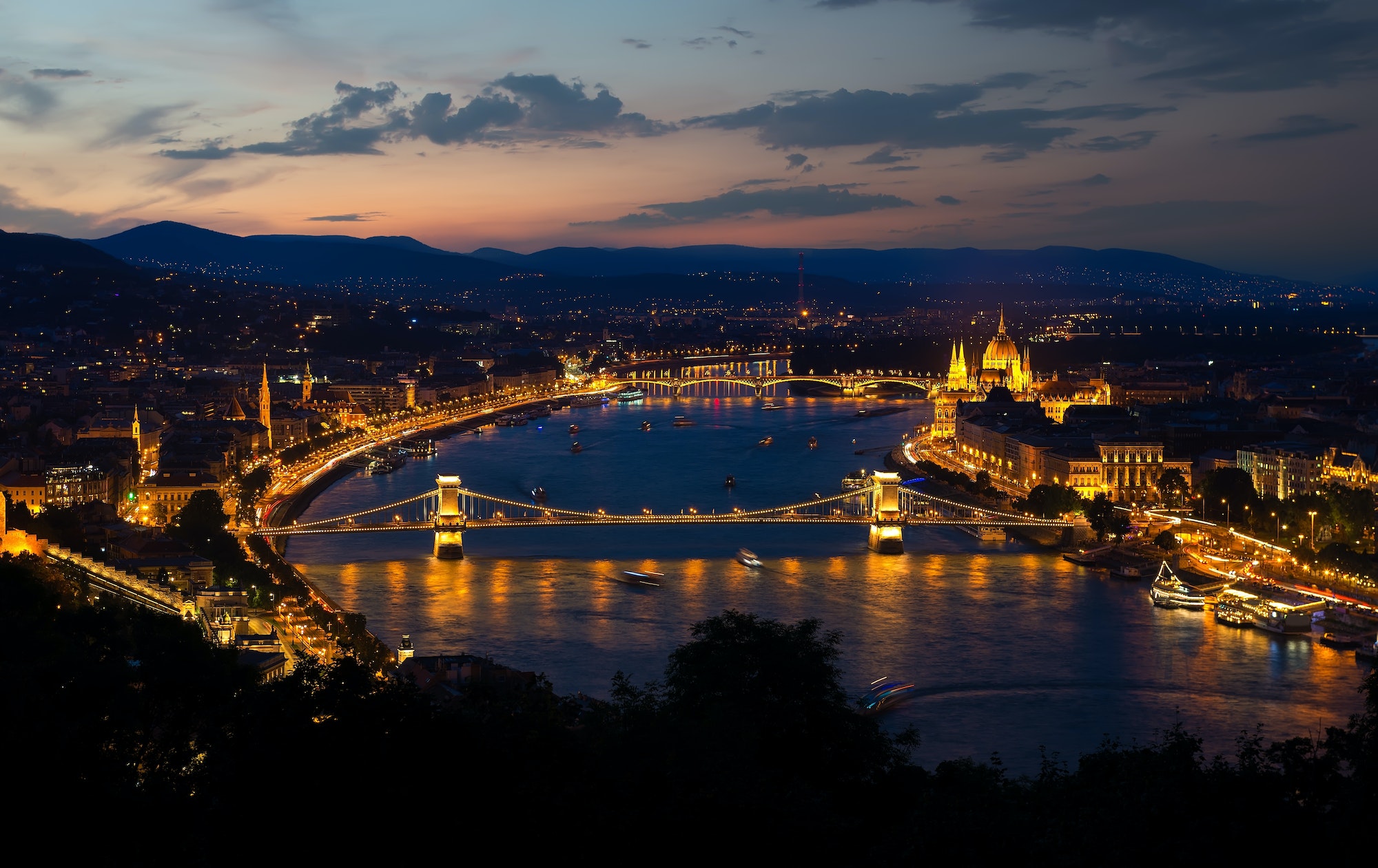 Panorama of evening Budapest